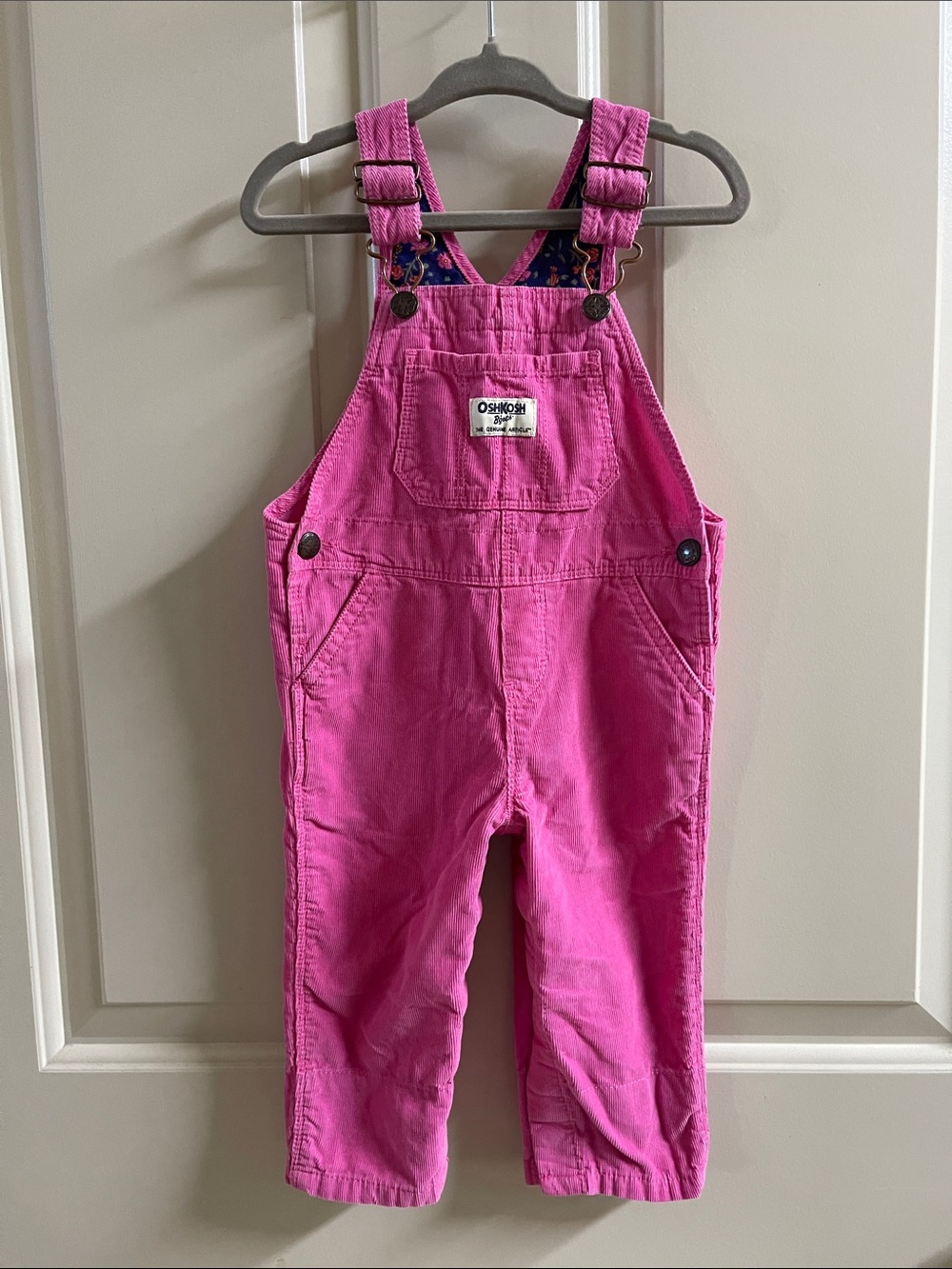 OshKosh B'gosh Hot Pink Corduroy Overalls, and matching Floral Shirt - Picture 8 of 12